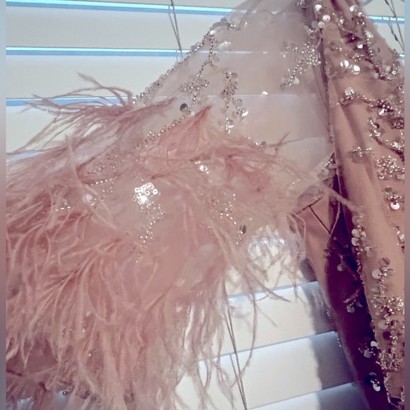 Couture dress. Stunning with tons of sequins and feathers. Worn once. - Picture 4 of 6